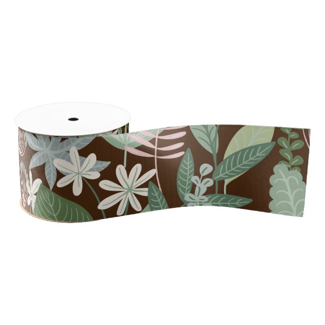 Chic Desert Brown Retro Butterfly Foliage Garden  Grosgrain Ribbon (Spool)