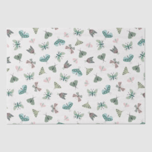 Chic Desert Retro Blush Green Butterfly Foliage Tissue Paper