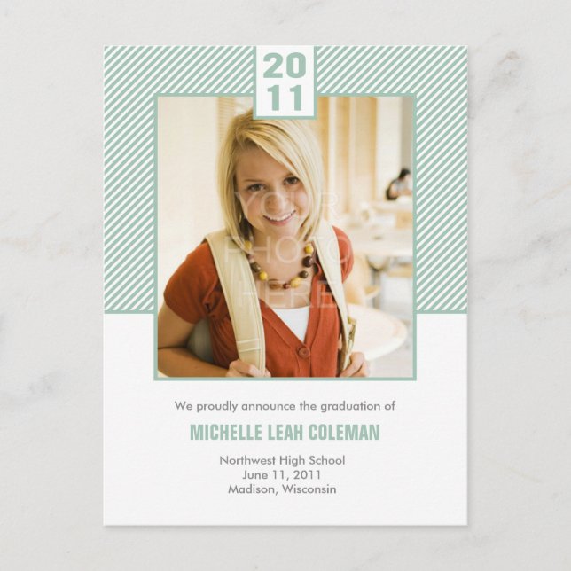 Chic Diagonals Graduation Announcement/Invitation Invitation Postcard (Front)