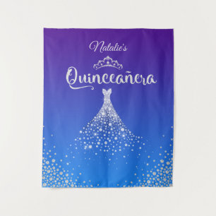 Chic Diamond Dress Tiara Personalised Quinceañera Tapestry