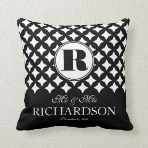 Chic Diamond Pattern Couple Mr and Mrs Cushion