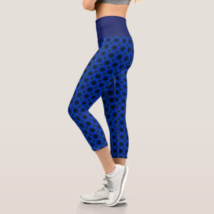 Chic Diamond Pattern - Navy and Blue Elegant Capri Leggings