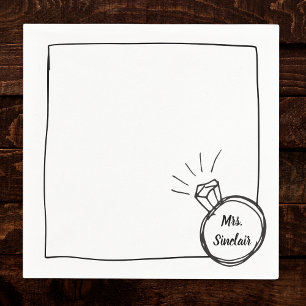 Chic Diamond Ring Bridal Shower & Bachelorette Napkin