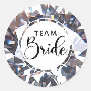 Chic Diamond Script Team Bride Classic Round Sticker