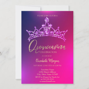 Chic Diamonds Crown Quinceañera Invitation