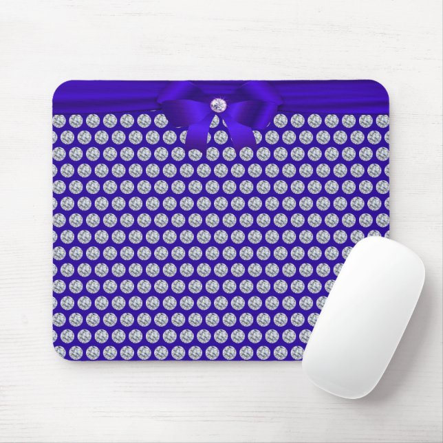 Chic Diamonds/Fractal Mosaic on Royal Blue Mouse Mat (With Mouse)