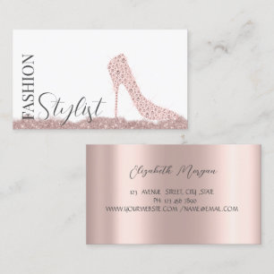 Chic Diamonds High Heels Rose Gold  Business Card