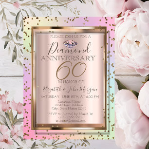 Chic Diamonds Holographic Wedding Anniversary Invi Invitation
