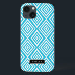 Chic Diamonds Pattern | Turquoise Personalised iPhone 13 Case<br><div class="desc">Modern and stylish iPad mini case featuring turquoise and white diamond pattern. This case is completely customisable. Other colours and similar items are available.</div>