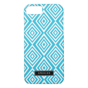 Chic Diamonds Pattern   Turquoise Personalised iPhone 8/7 Case