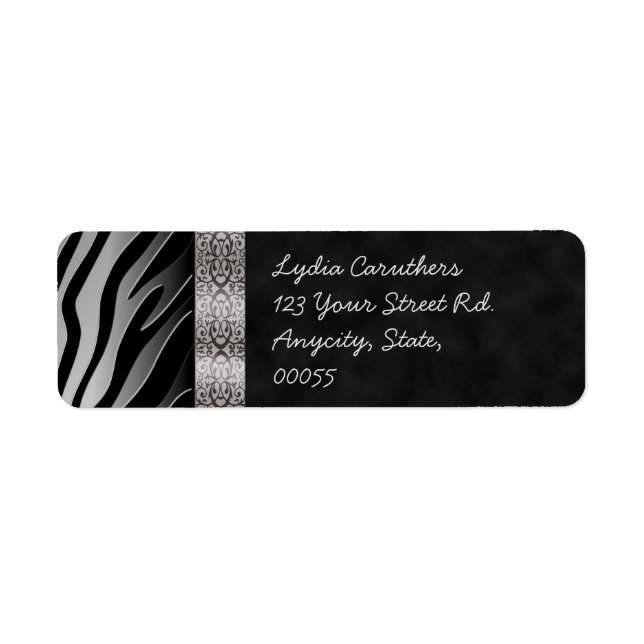 Chic Digital Black Silver Zebra Stripe Filigree (Front)