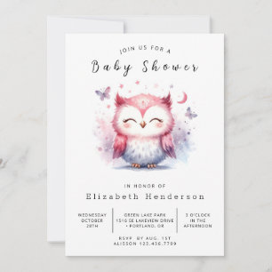Chic Digital Owl Baby Shower Invitation