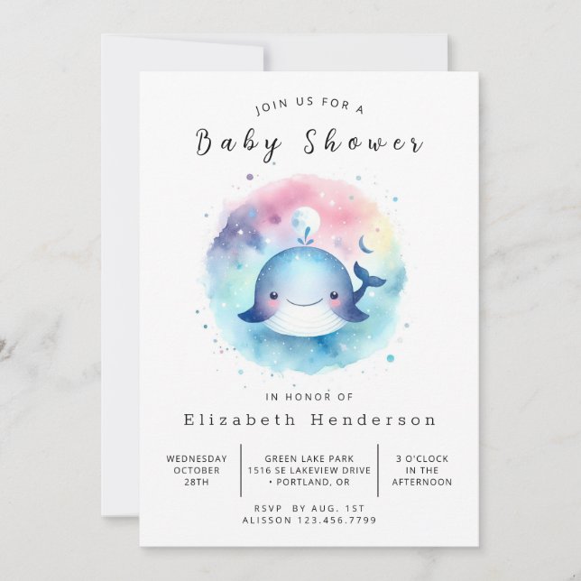 Chic Digital Whale Baby Shower Invitation (Front)