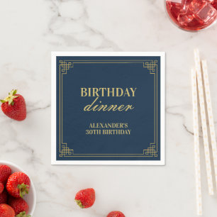 Chic Dinner Navy Gold Gatsby Art deco Frame Napkin