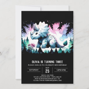 Chic Dinosaur Triceratops Birthday Invitation