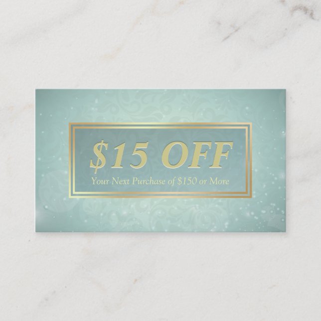 Chic Discount Coupon Makeup Beauty Salon Blue Gold (Front)