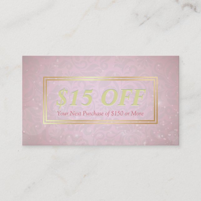Chic Discount Coupon Makeup Beauty Salon Pink Gold (Front)