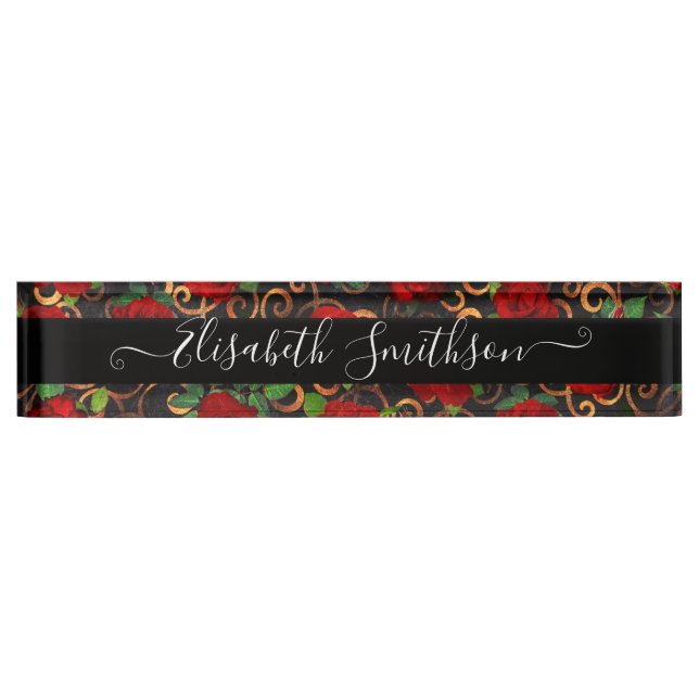 Chic Distinctive Personalised Professional Floral Nameplate (Front)