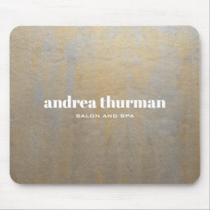 Chic Distressed Grey Satin gold custom name Mouse Mat
