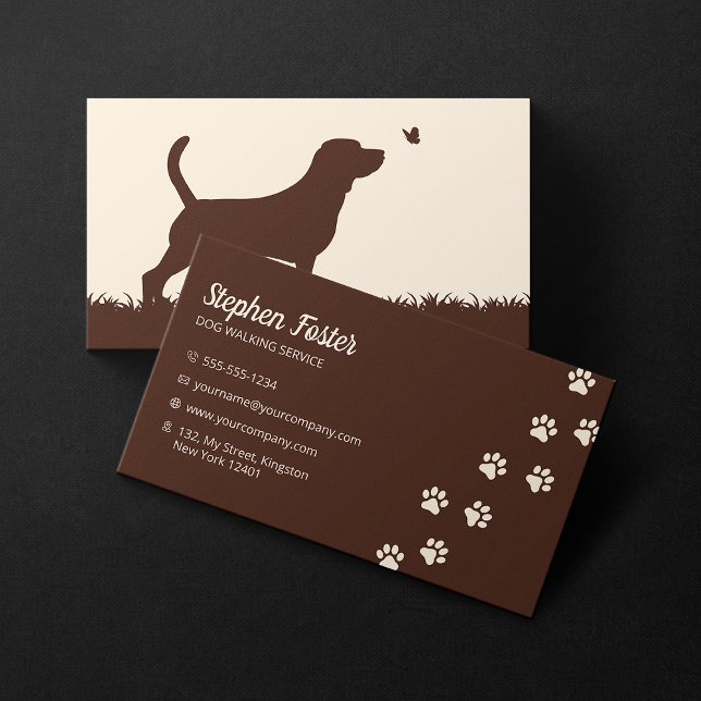 Chic Dog Walking Dog Trainer Walker Pet Sitting Business Card (Creator Uploaded)