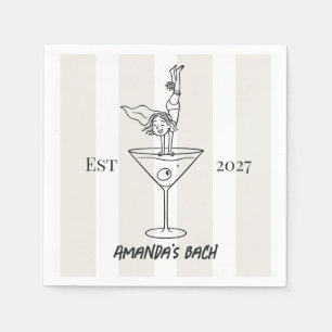 Chic Doodle Martini Bachelorette Cocktail Napkin