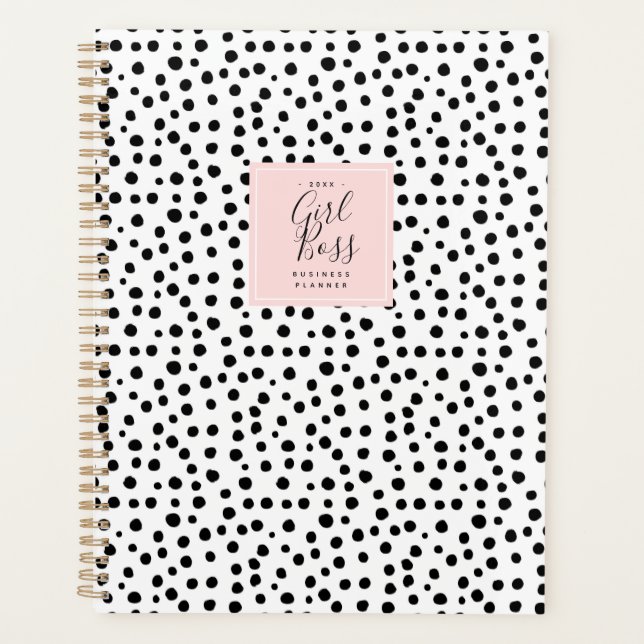 Chic Dots Blush Girl Boss Personalised Business Planner (Front)