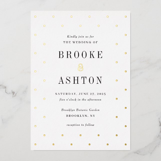 Chic Dots FOIL Modern Wedding Invitation (Front)