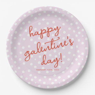 Chic Dots Happy Galentines Day Party Paper Plate
