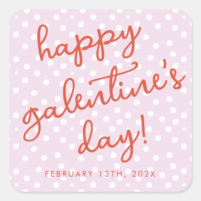 Chic Dots Happy Galentines Day Party Square Sticker (Front)