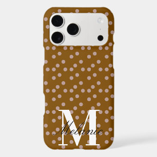 Chic Dots Pink Brown Custom Monogram
