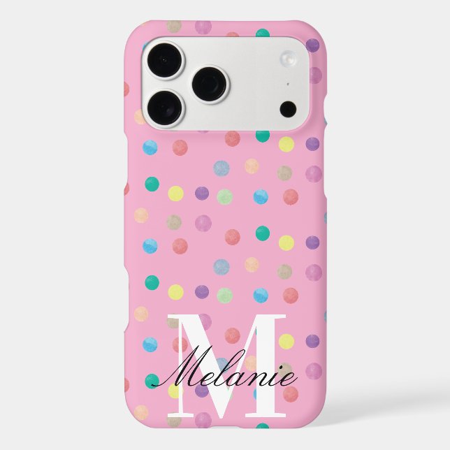 Chic Dots Watercolor Rainbow Custom Monogram (Back)