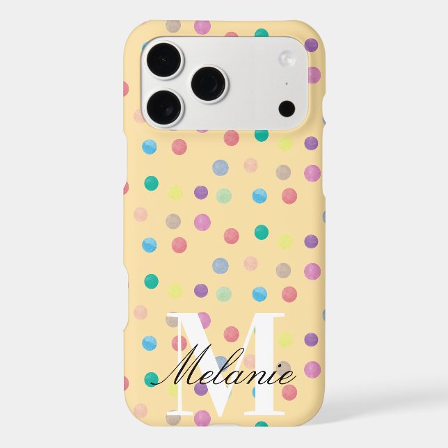 Chic Dots Watercolor Rainbow Custom Monogram (Back)