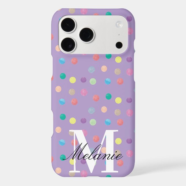 Chic Dots Watercolor Rainbow Custom Monogram (Back)