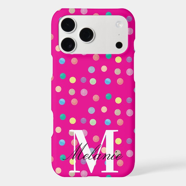 Chic Dots Watercolor Rainbow Custom Monogram (Back)