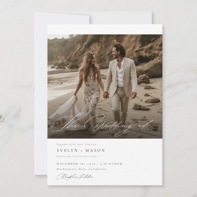 Chic Double Sided Photo Qr Code Wedding Invitation (Front)