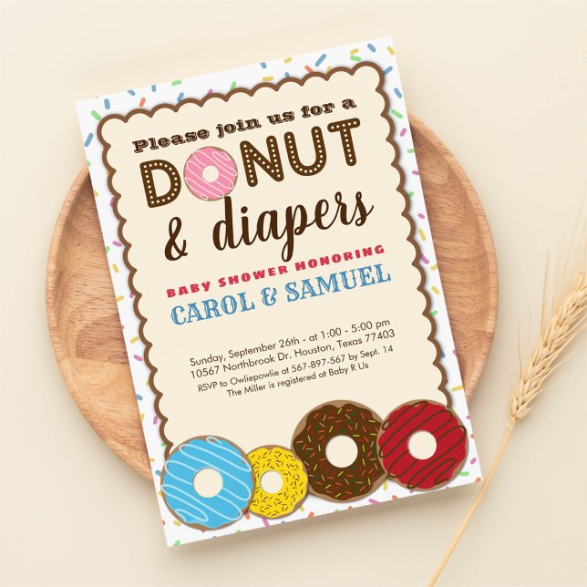 Chic Doughnut & Diapers Couples Baby Shower Invitation (Creator Uploaded)