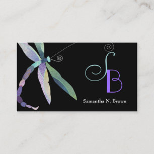 Chic Dragonfly Monogram Custom Business Card