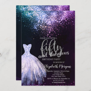 Chic Dress Confetti  50th Birthday Party  Invitation