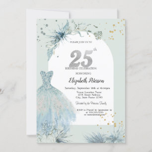 Chic Dress Winter 25th Birthday  Invitation