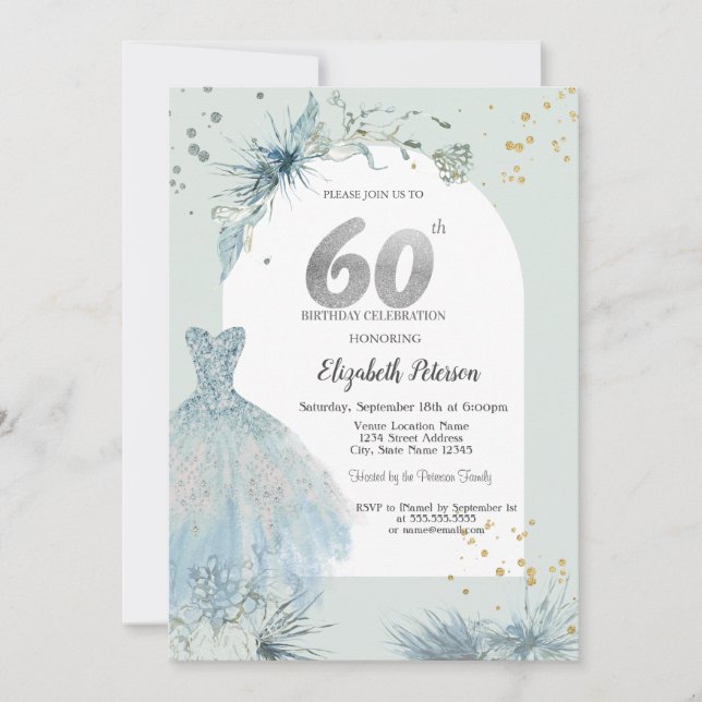 Chic Dress Winter 60th Birthday  Invitation (Front)