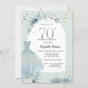Chic Dress Winter 70th Birthday  Invitation