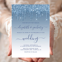 Chic Dripping Glitter Blue Wedding