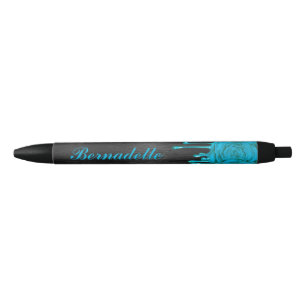 Chic Dripping Roses Personalised Pen Teal