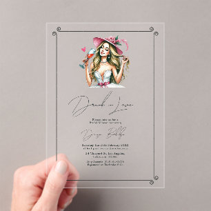 Chic Drunk in Love Bridal Shower Acrylic Invitations