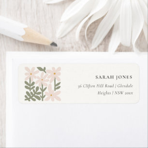 Chic Dusky Blush Retro Minimal Floral Address