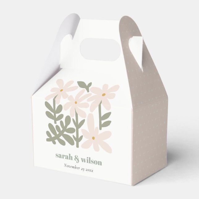 Chic Dusky Blush Retro Minimal Floral Wedding Favour Box (Front Side)