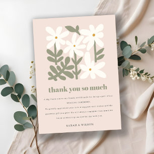 Chic Dusky Blush Retro Minimal Floral Wedding Thank You Card