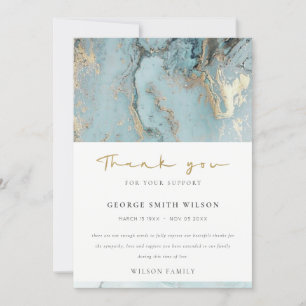 CHIC DUSKY WHITE GREY GOLD AGATE SYMPATHY MEMORIAL THANK YOU CARD