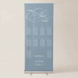 Chic Dusty Blue 10 Tables Wedding Seating Chart Retractable Banner