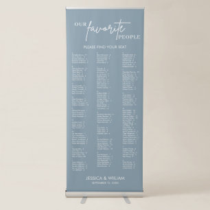 Chic Dusty Blue Alphabetical Wedding Seating Chart Retractable Banner